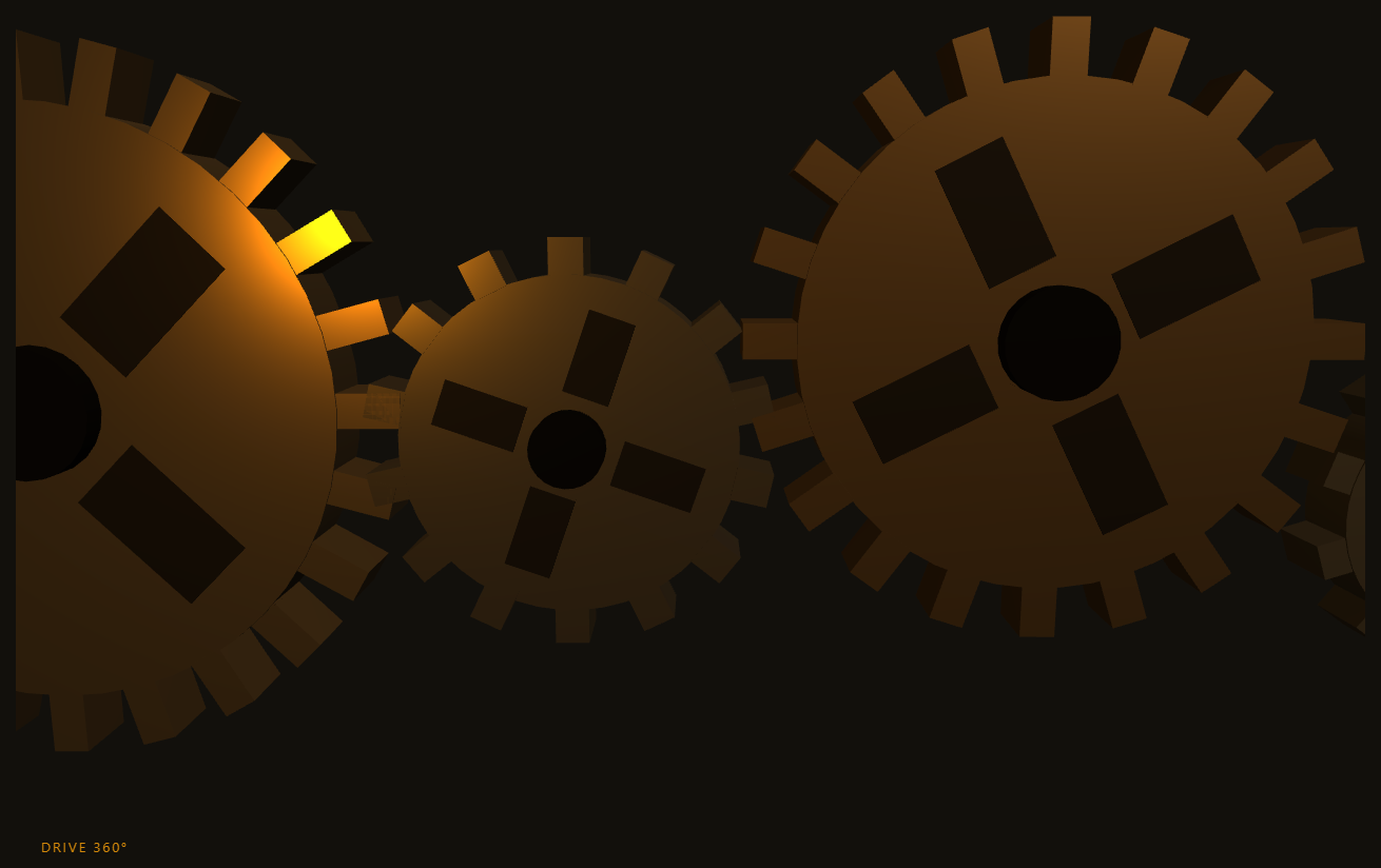 Screenshot of the Three.js Scroll Gear Train Mechanism snippet rendered live