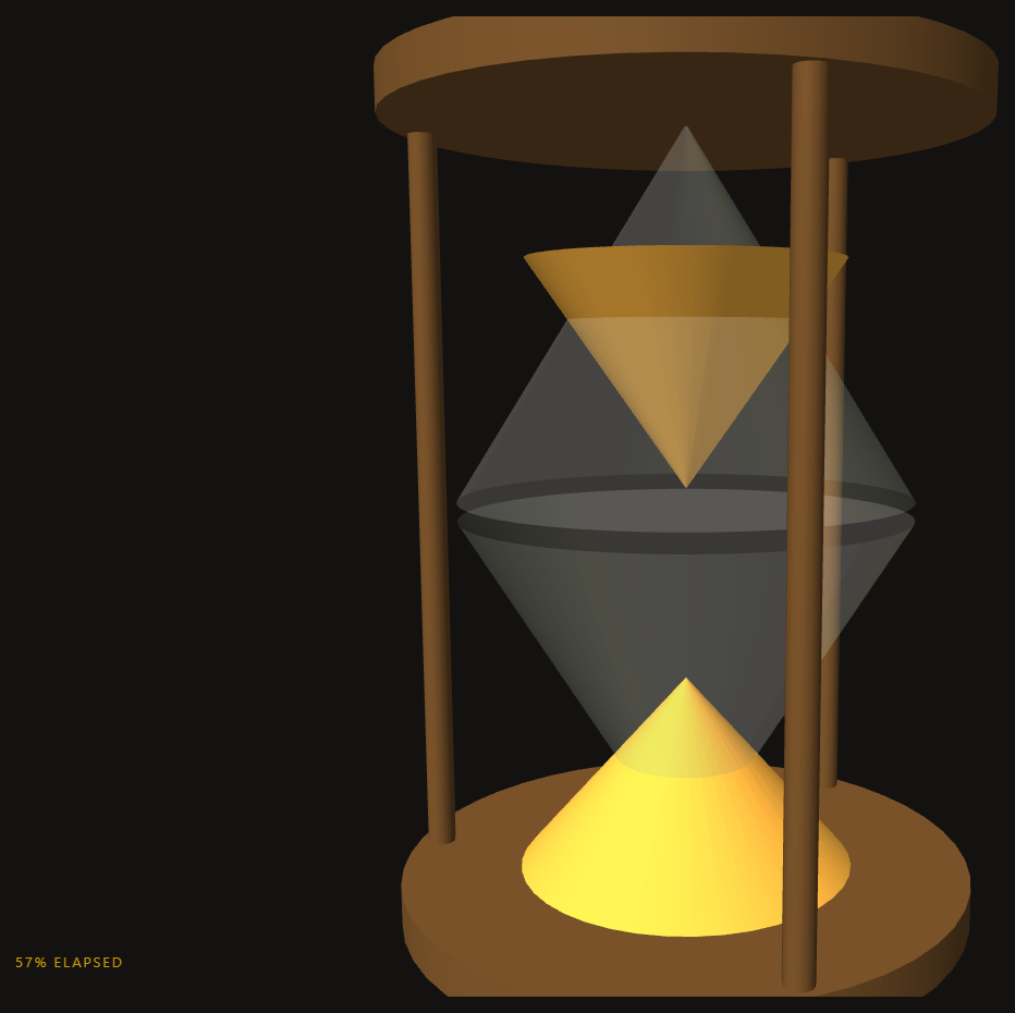 Screenshot of the Three.js Scroll Hourglass Sand Timer snippet rendered live