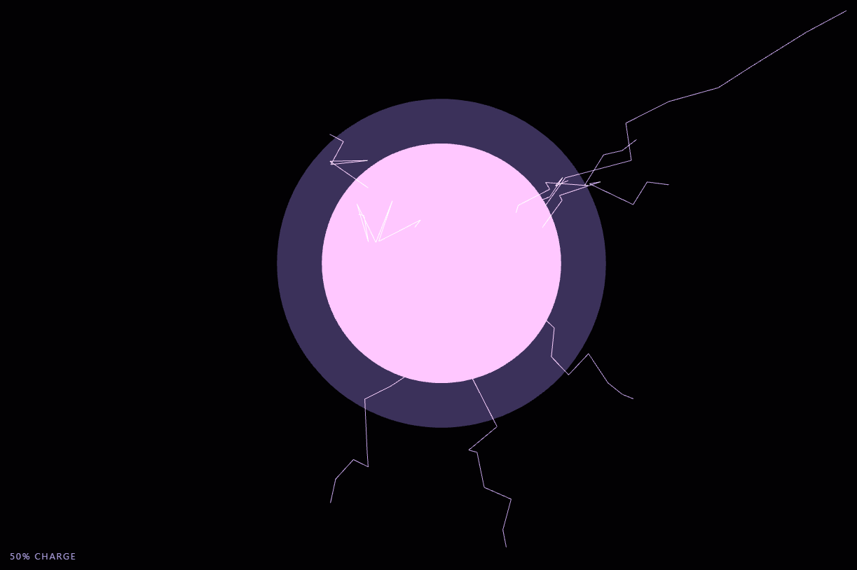 Screenshot of the Three.js Scroll Lightning Energy Orb snippet rendered live