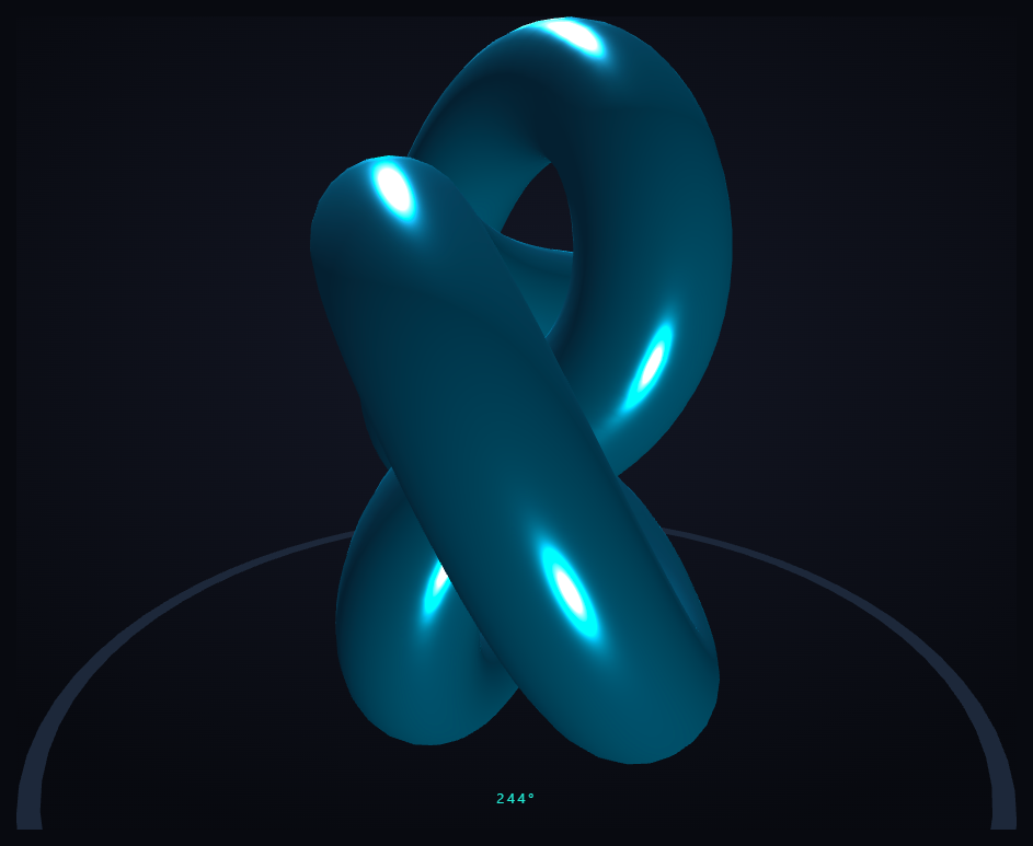 Screenshot of the Three.js Scroll Orbit Showcase snippet rendered live