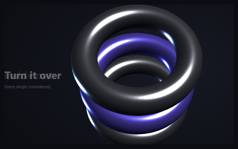 Screenshot of the Three.js Scroll Product Stages snippet rendered live