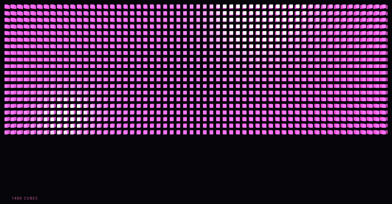 Screenshot of the Three.js Scroll Typography Shatter snippet rendered live