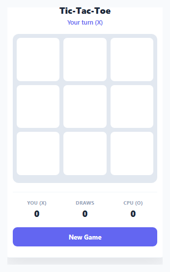 Screenshot of the Tic-Tac-Toe vs Computer snippet rendered live
