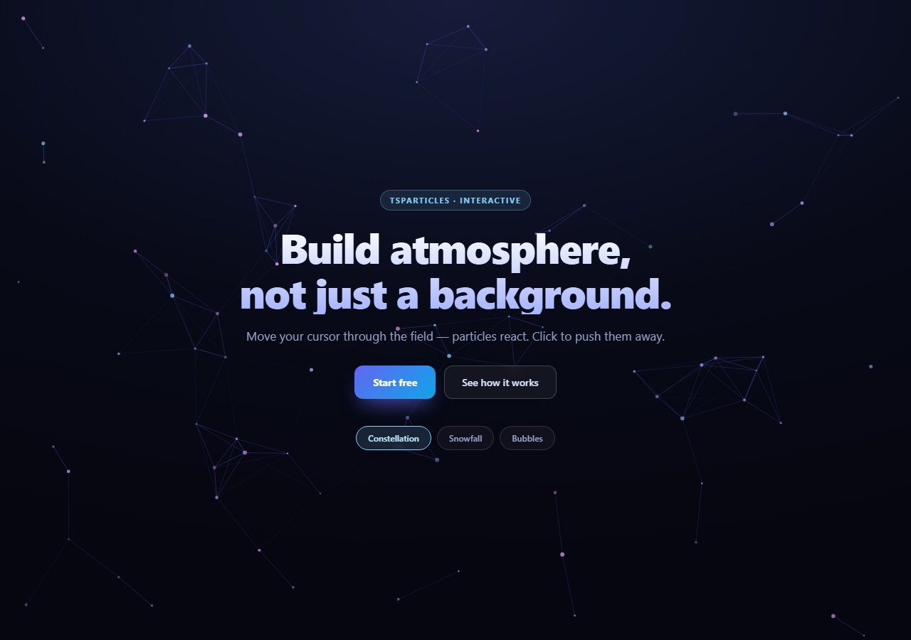 tsParticles Interactive Hero