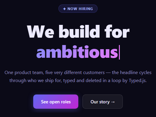 Typed.js Multi-String Hero