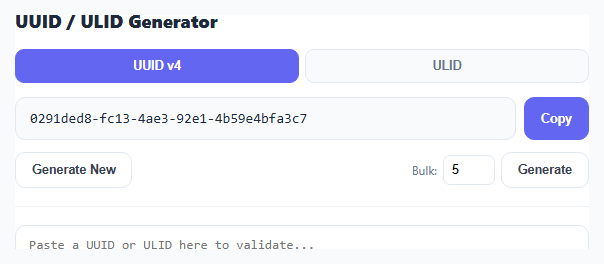 UUID / ULID Generator & Validator