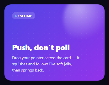 Screenshot of the Wobble Card snippet rendered live