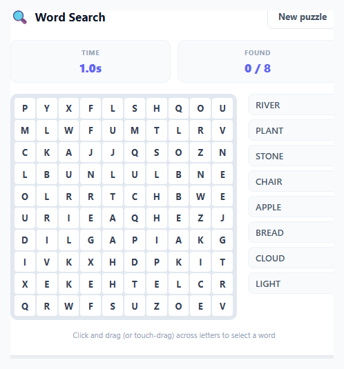 Word Search Puzzle Grid