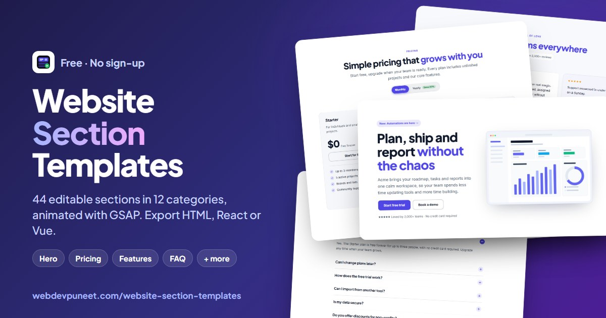 Website Section Templates