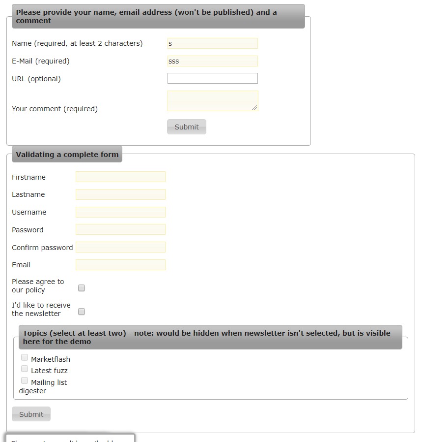 JQuery Validation Plugin